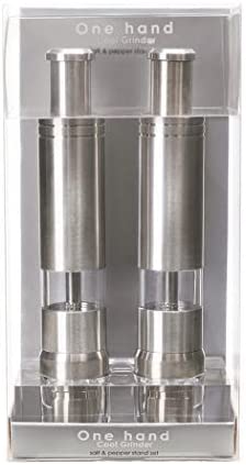 One-Hand Cool Grinder Set with Stand – Hikeru Salt & Pepper