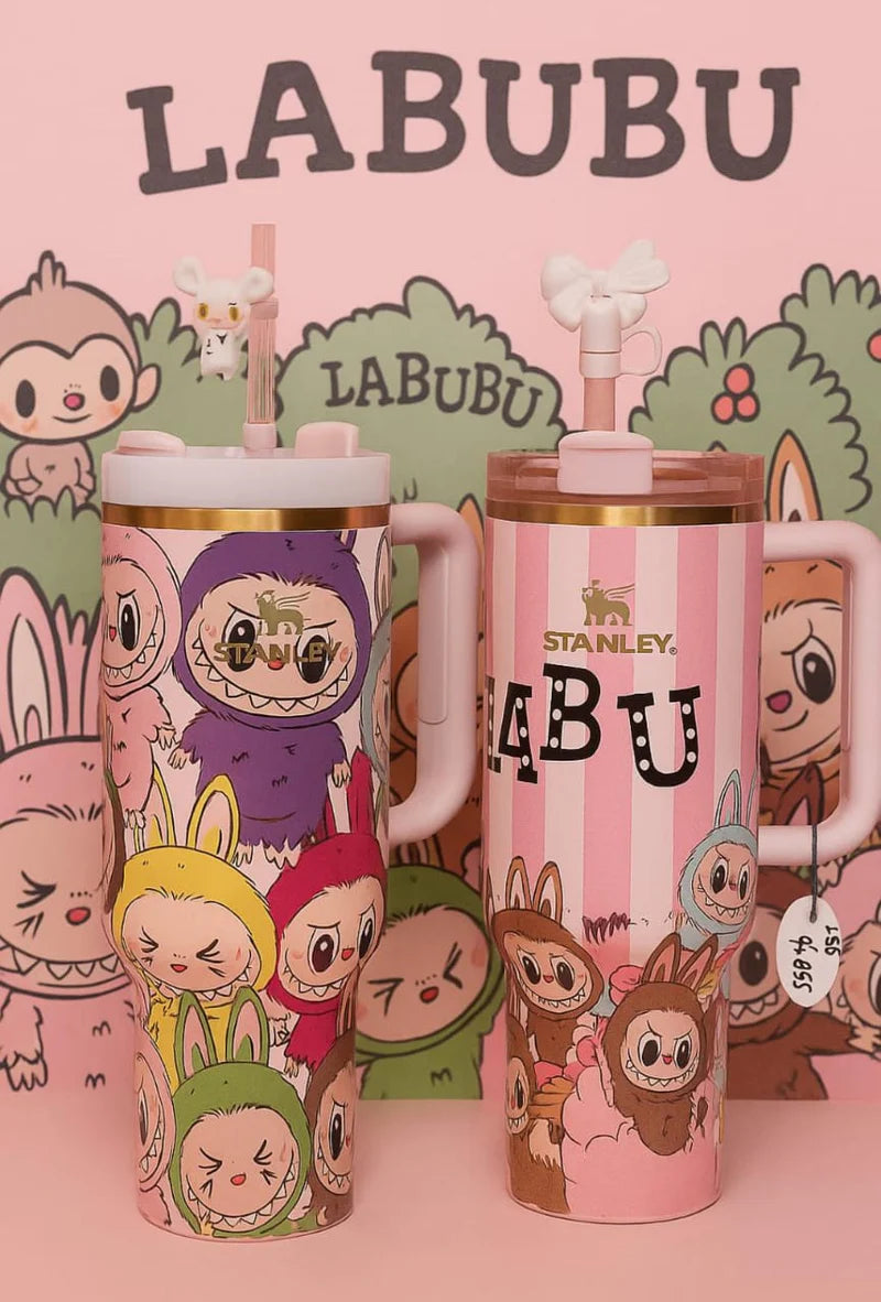 LABUBU Tumbler 1200ml | Stainless Steel Vacuum Insulated Water Bottle with Handle | Thermal Mug for Kids & Adults
