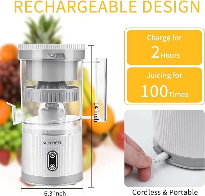Rechargeable Electric Citrus Juicer – Portable & Easy to Clean