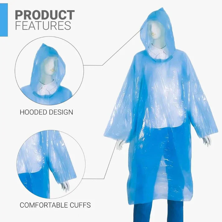 Pocket-Size Disposable Rain Ponchos (Pack of 5)
