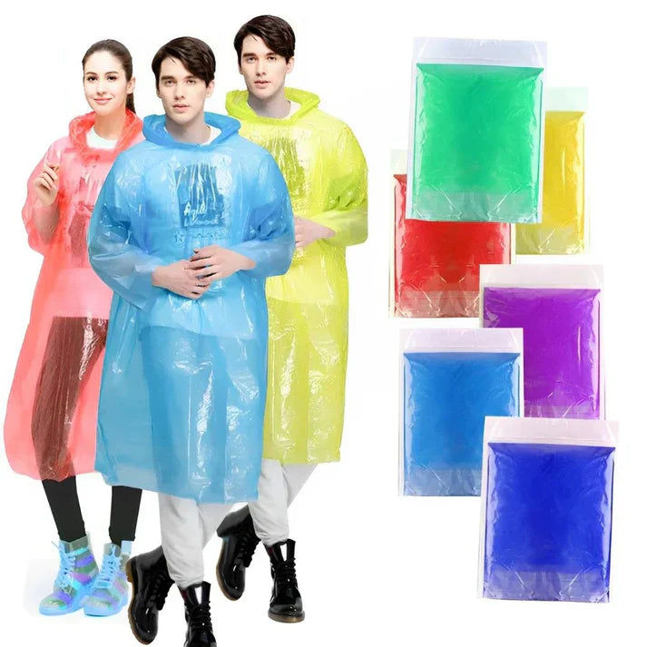 Pocket-Size Disposable Rain Ponchos (Pack of 5)
