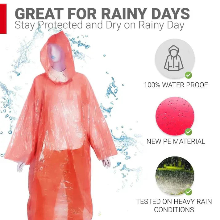Pocket-Size Disposable Rain Ponchos (Pack of 5)